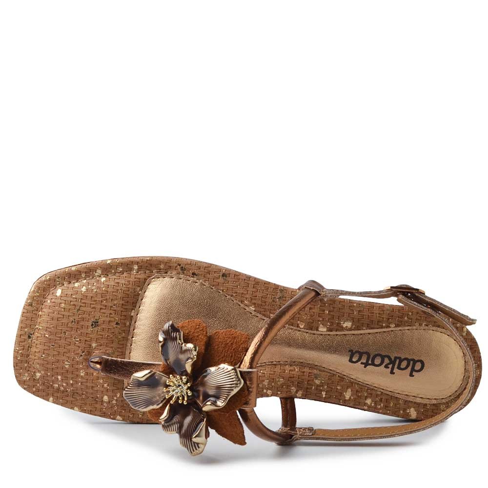 Sandália Rasteira Dakota Feminina DB011 Bronze 4