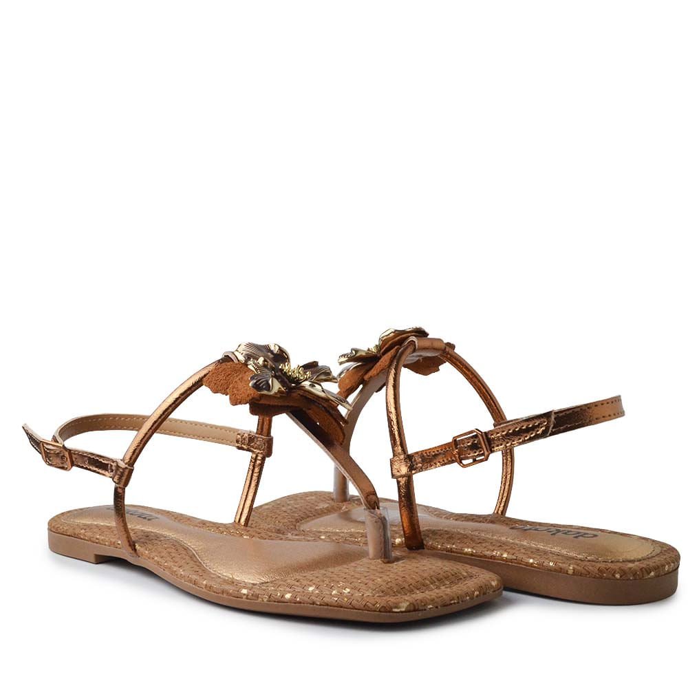 Sandália Rasteira Dakota Feminina DB011 Bronze 6
