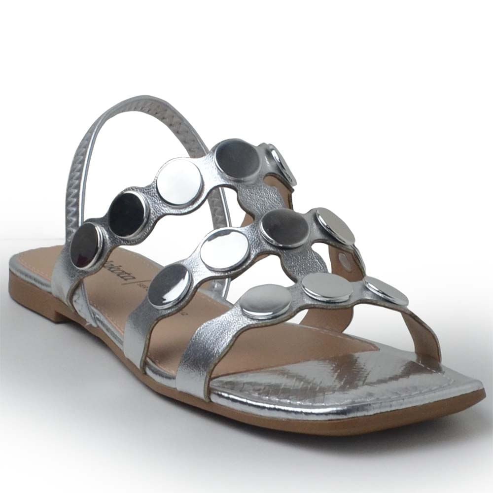 Sandália Rasteira Dakota Feminina Y7601 Prata 2