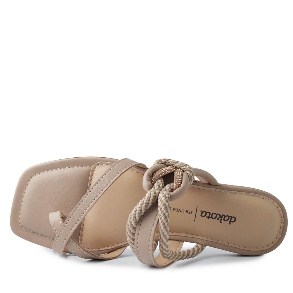 Sandália Rasteira Dakota Feminina Y9602 Bege 4