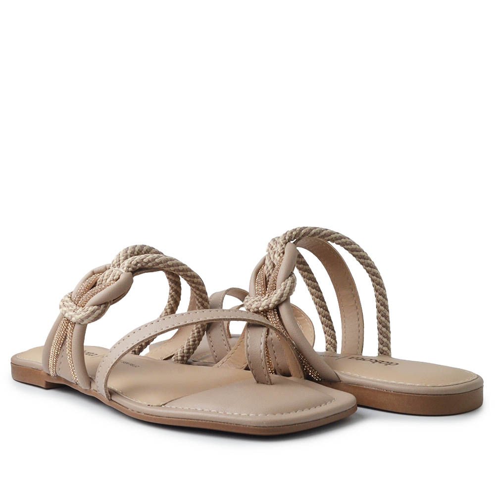Sandália Rasteira Dakota Feminina Y9602 Bege 6
