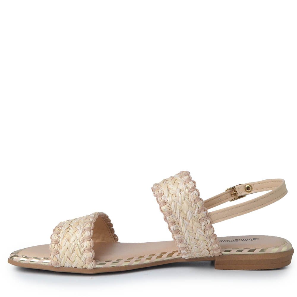 Sandália Rasteira Mississipi Feminina J0151 Bege 3