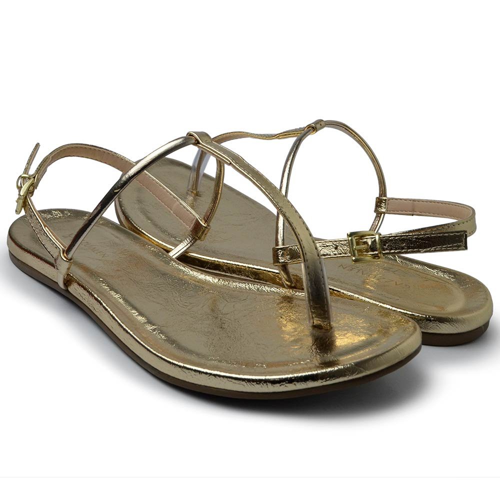 Sandália Rasteira Cazzualen Feminina 440.6809 Dourado 6