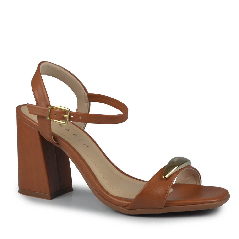 Sandália Ramarim Feminino Salto Bloco 2541202 Marrom 2