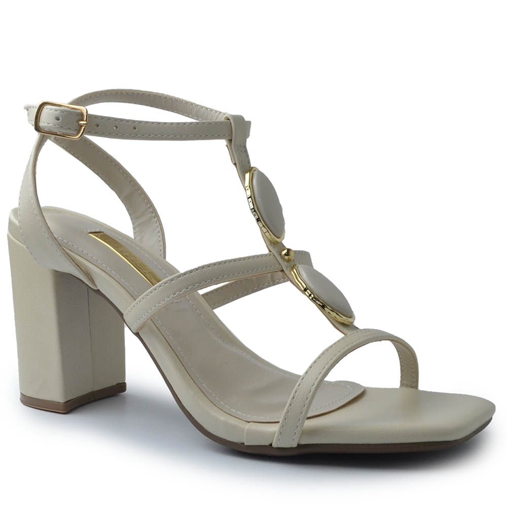 Sandália Via Marte Feminina Salto Bloco 139-037-01 Branco 2