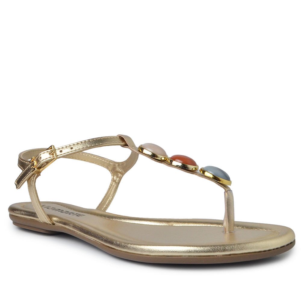 Sandália Rasteira Via Marte Feminina 331-001-01 Dourado 2