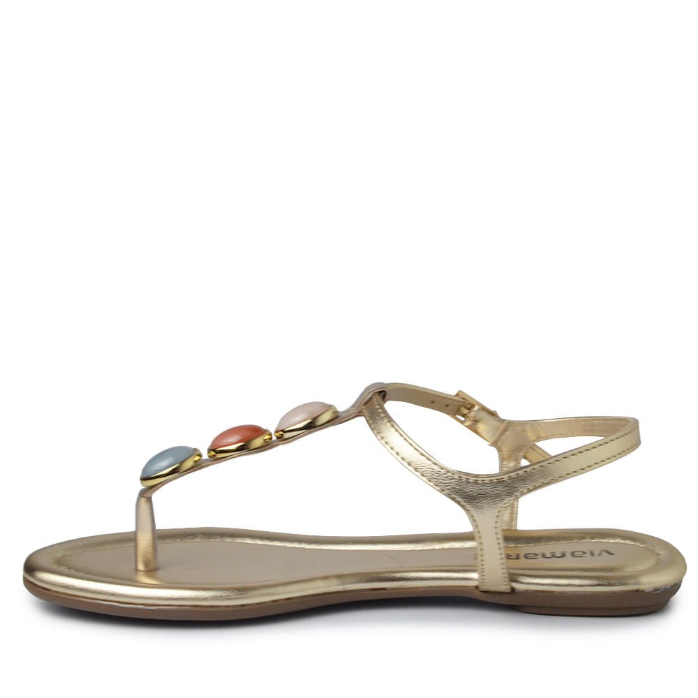 Sandália Rasteira Via Marte Feminina 331-001-01 Dourado 3
