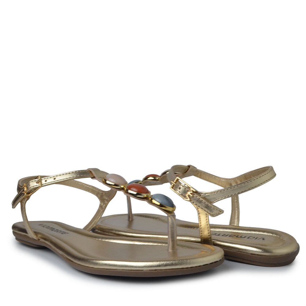 Sandália Rasteira Via Marte Feminina 331-001-01 Dourado 6