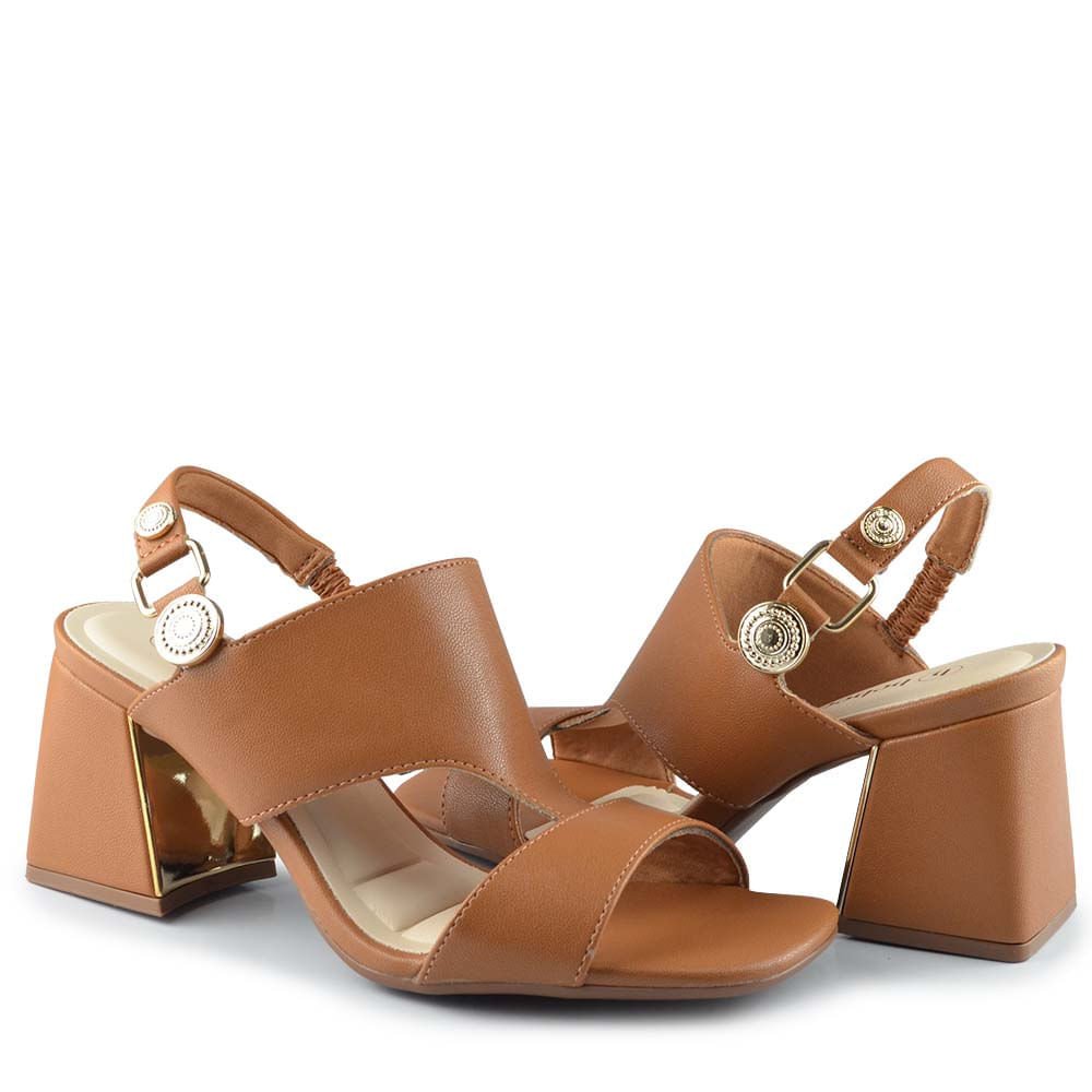 Sandália Bebece Feminina Salto Bloco T6099-102 Marrom 6