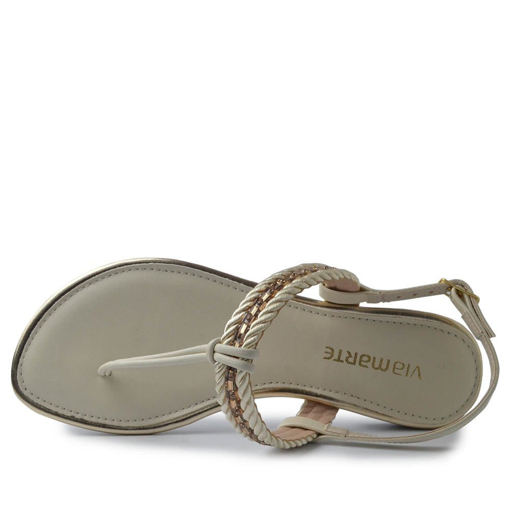 Sandália Rasteira Via Marte Feminino 157-021-02 Branco 4