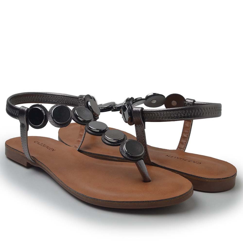 Sandália Rasteira Cazzualen Feminina 323 Prata 6