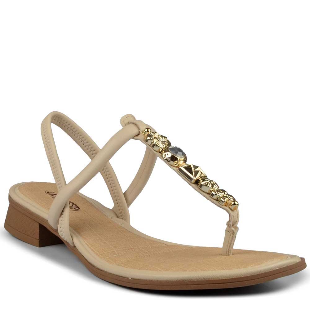 Sandália Salto Baixo Mississipi Feminino MF360 Bege 2