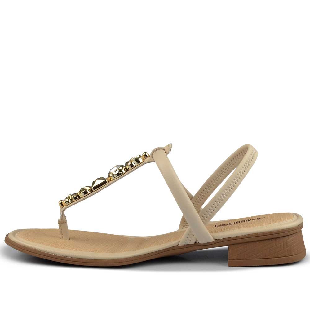 Sandália Salto Baixo Mississipi Feminino MF360 Bege 3