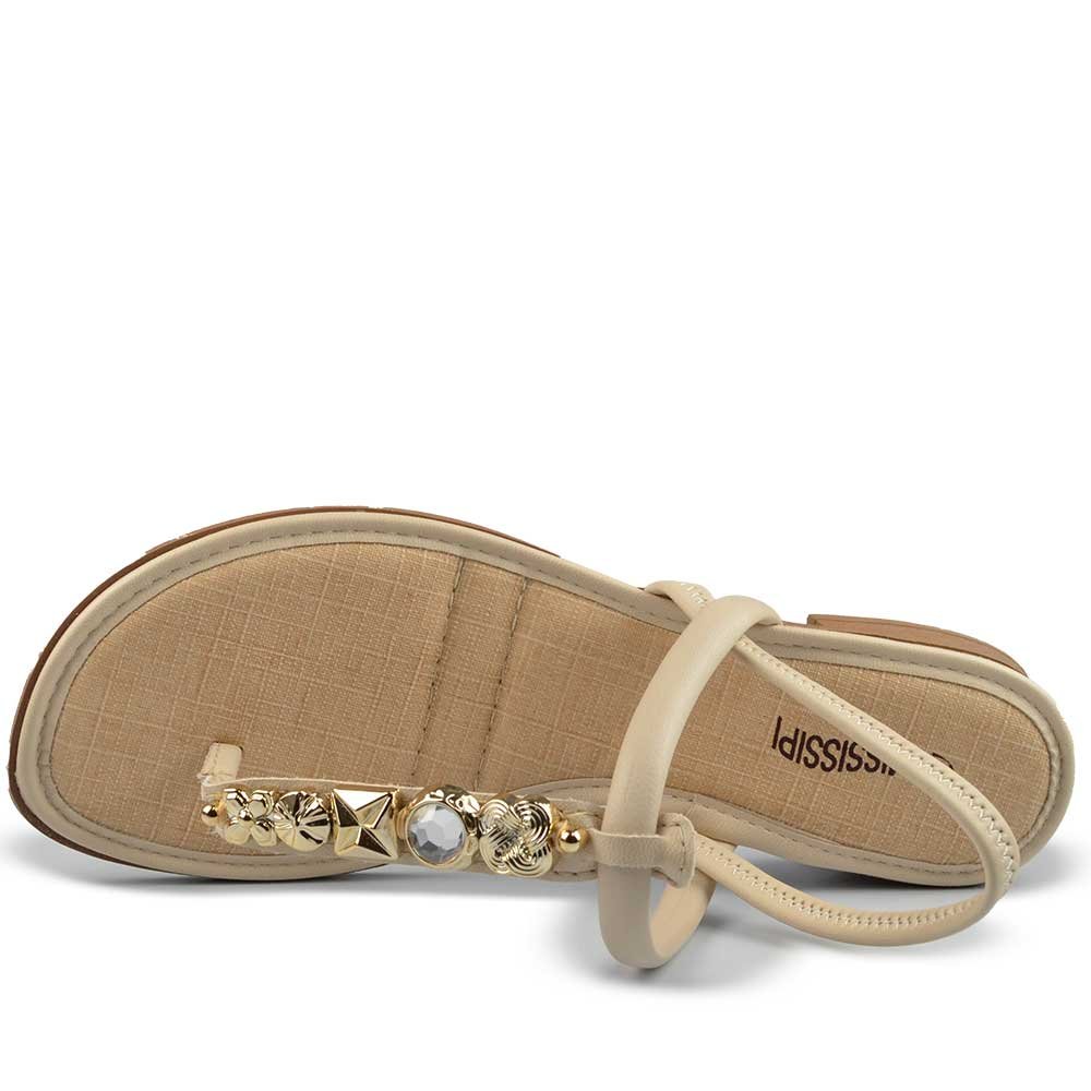 Sandália Salto Baixo Mississipi Feminino MF360 Bege 4