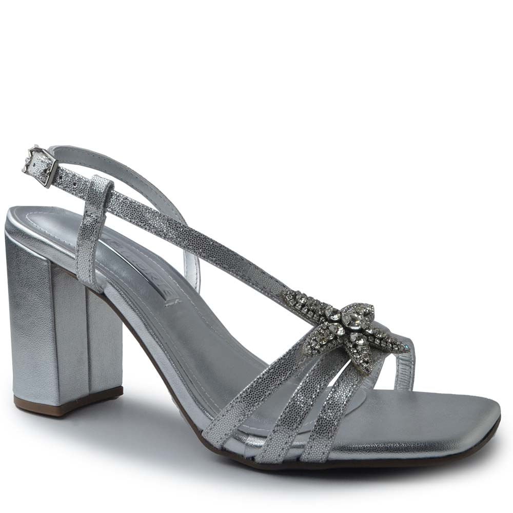 Sandália Via Marte Feminina Salto Bloco 139-036-01 Prata 2