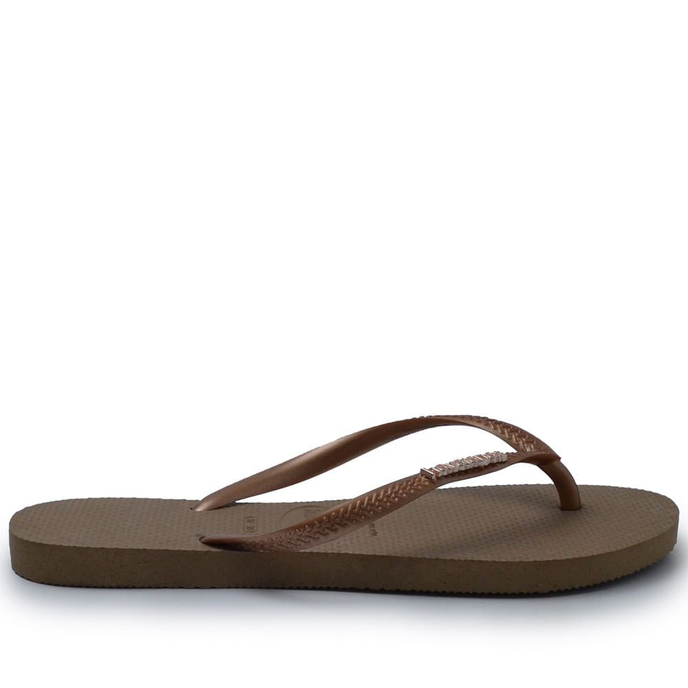 Chinelo Feminino Havaianas SLIM 23/24 LOGO METAL Rose Gold 2