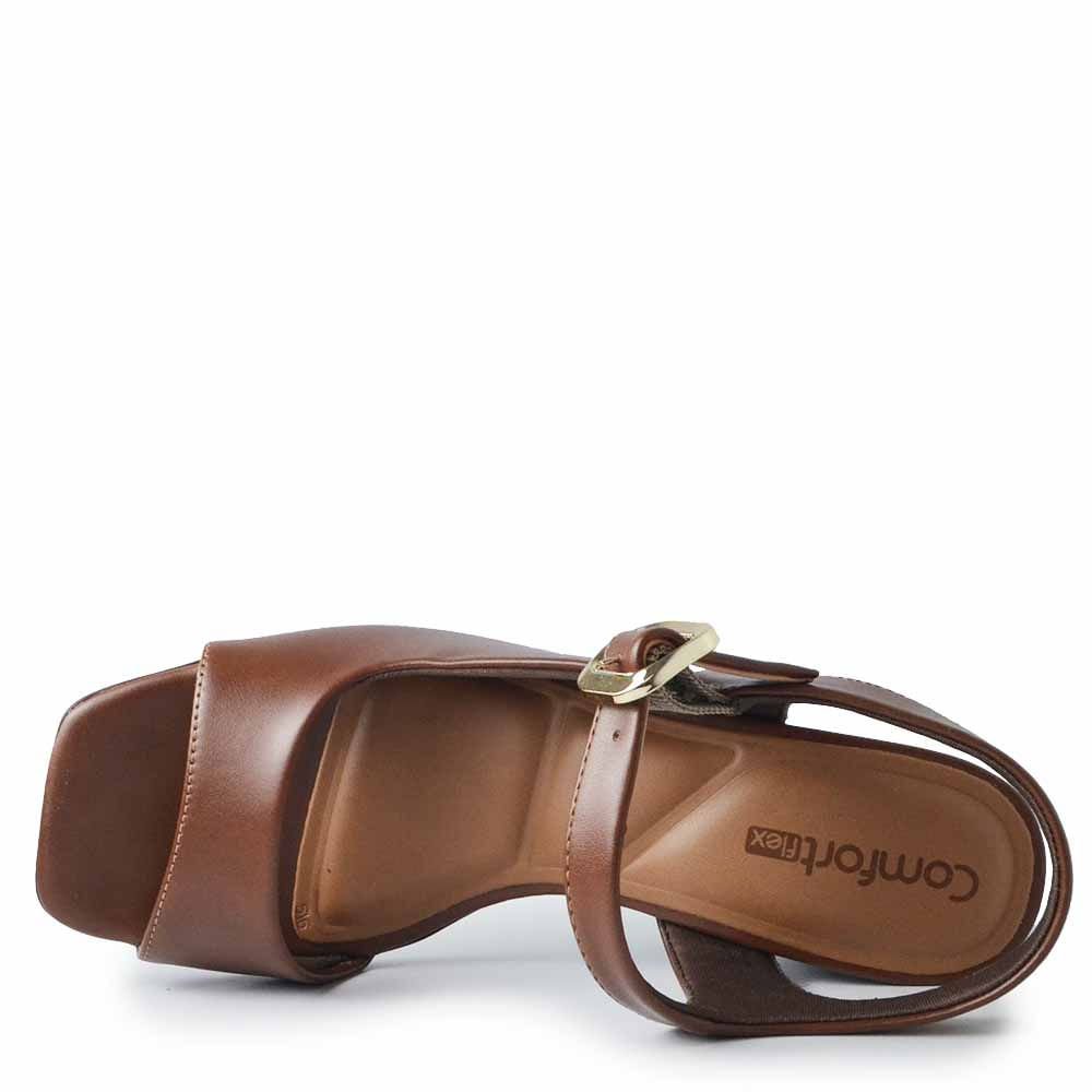 Sandália Salto Bloco Comfortflex Feminina 2638304 Marrom 4