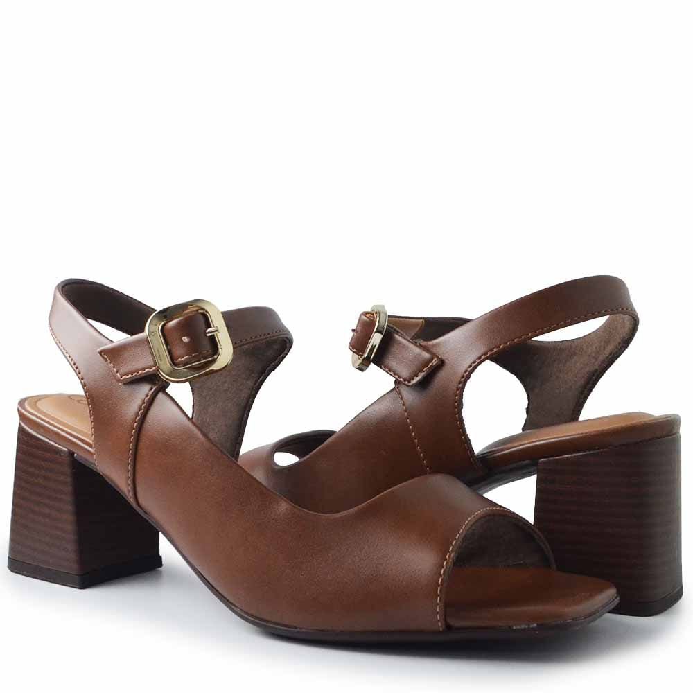 Sandália Salto Bloco Comfortflex Feminina 2638304 Marrom 6