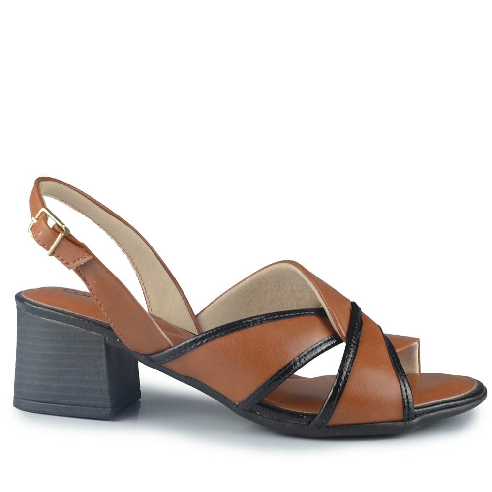 フォールアウト4 Sandália Salto Bloco Comfortflex Feminina 2556404 Marrom