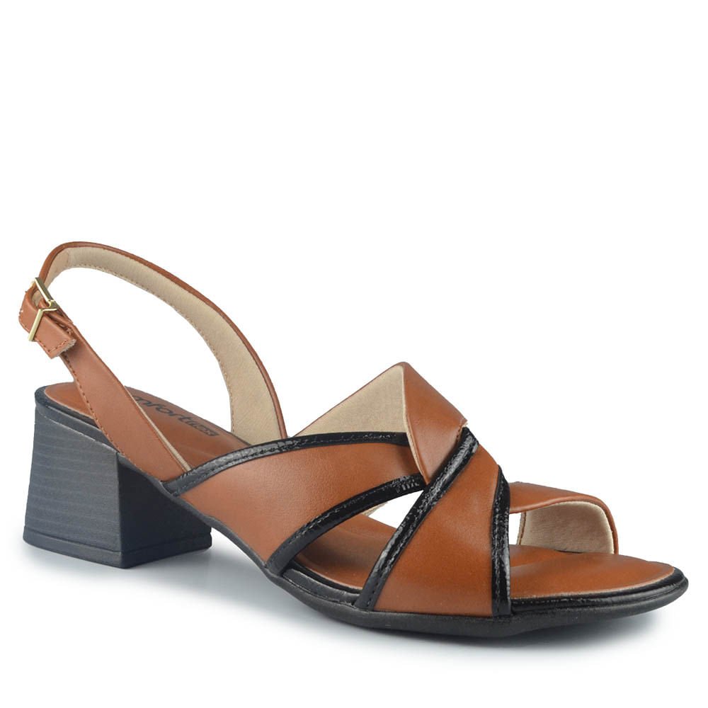 Sandália Salto Bloco Comfortflex Feminina 2556404 Marrom 2