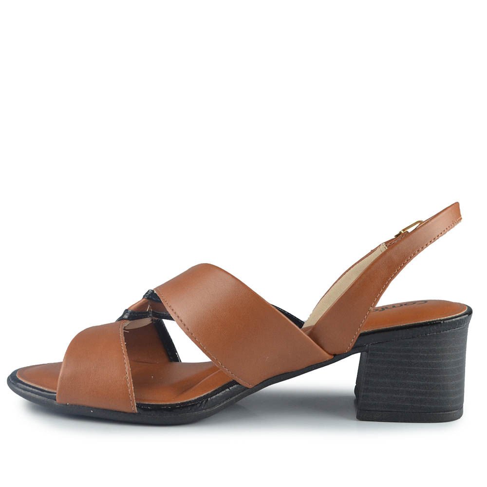 Sandália Salto Bloco Comfortflex Feminina 2556404 Marrom 3