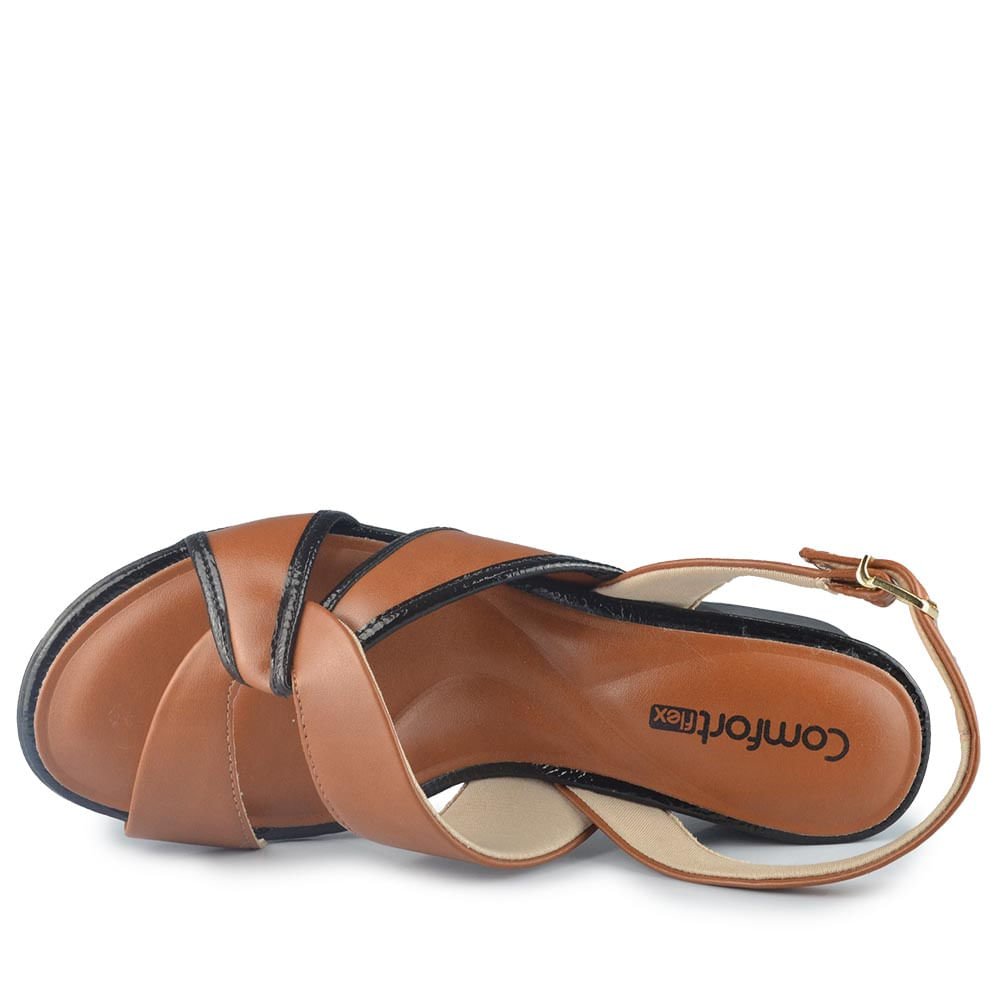 Sandália Salto Bloco Comfortflex Feminina 2556404 Marrom