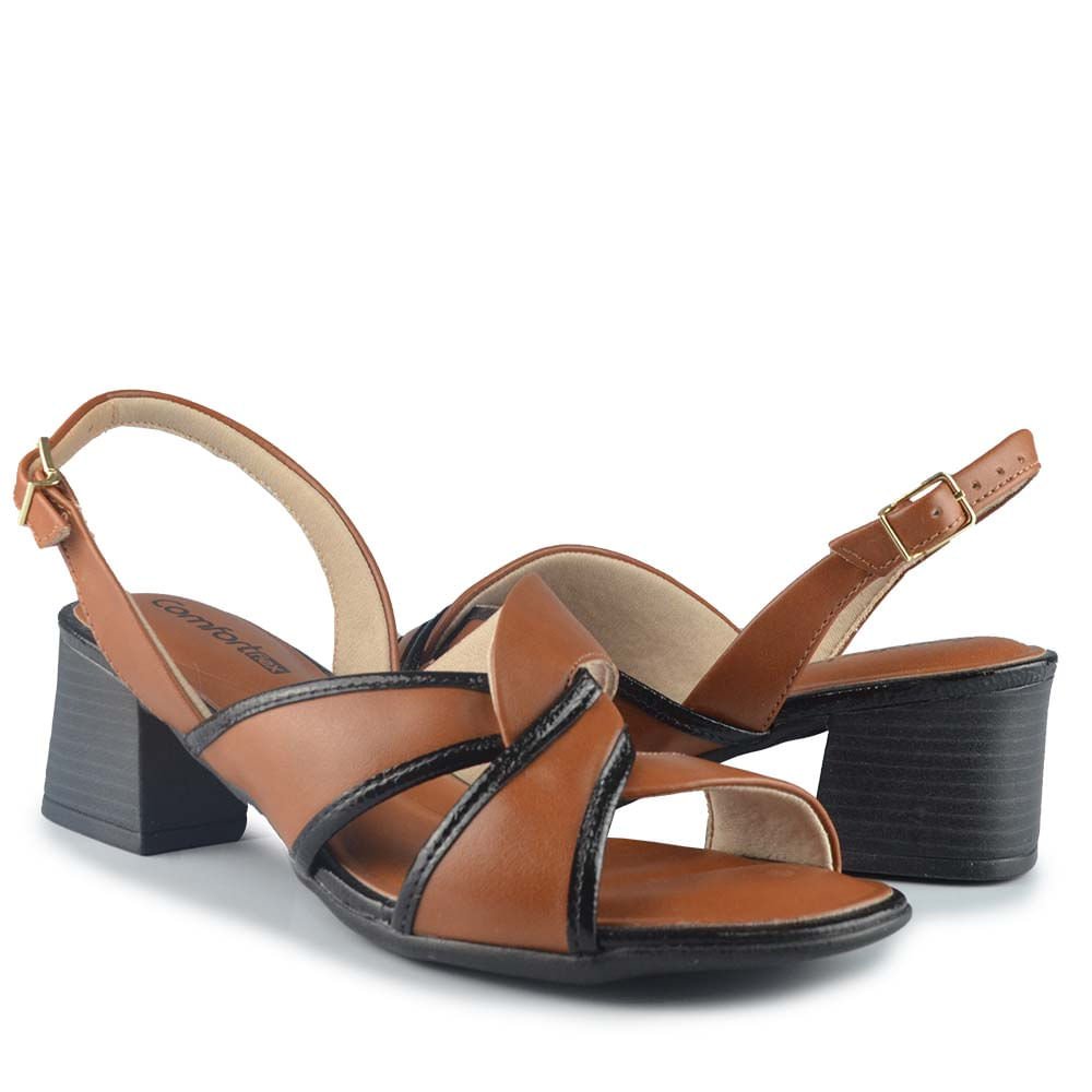 Sandália Salto Bloco Comfortflex Feminina 2556404 Marrom 6