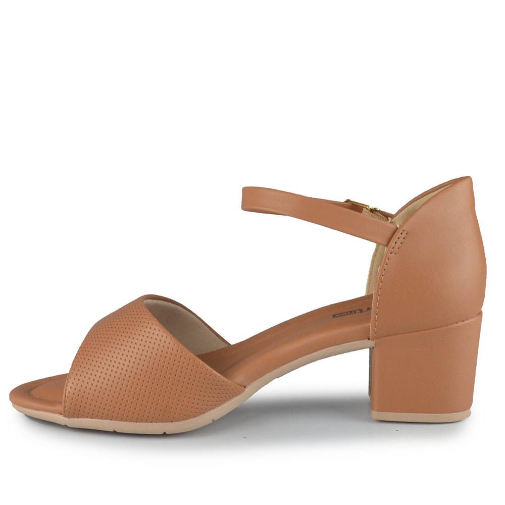 Sandália Salto Baixo Comfortflex Feminina 2557405 Marrom Claro 3