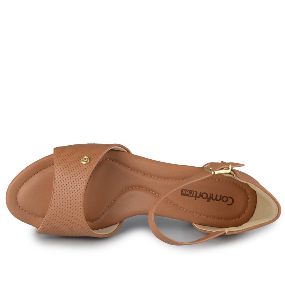 Sandália Salto Baixo Comfortflex Feminina 2557405 Marrom Claro 4