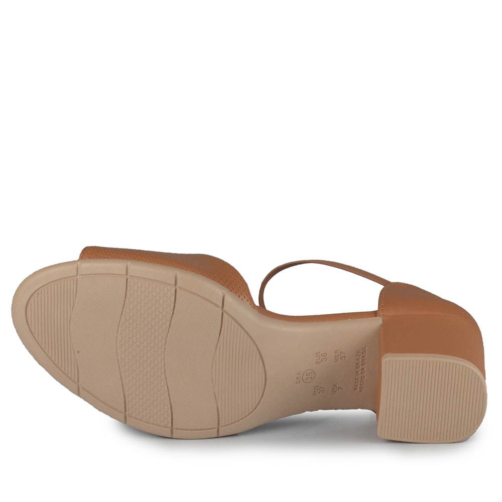 Sandália Salto Baixo Comfortflex Feminina 2557405 Marrom Claro 5