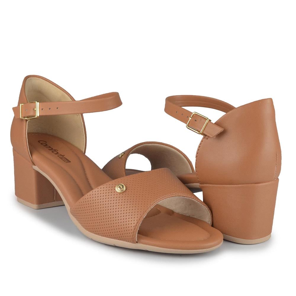 Sandália Salto Baixo Comfortflex Feminina 2557405 Marrom Claro 6