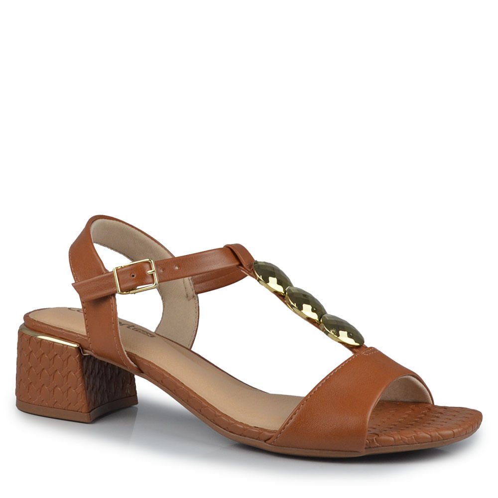 Sandália Salto Baixo Comfortflex Feminina 2554402 Marrom 2