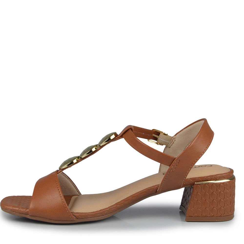 Sandália Salto Baixo Comfortflex Feminina 2554402 Marrom 3