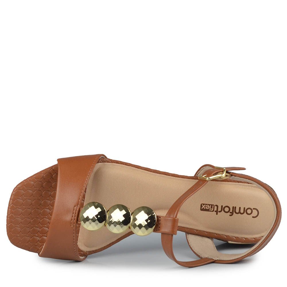 Sandália Salto Baixo Comfortflex Feminina 2554402 Marrom 4