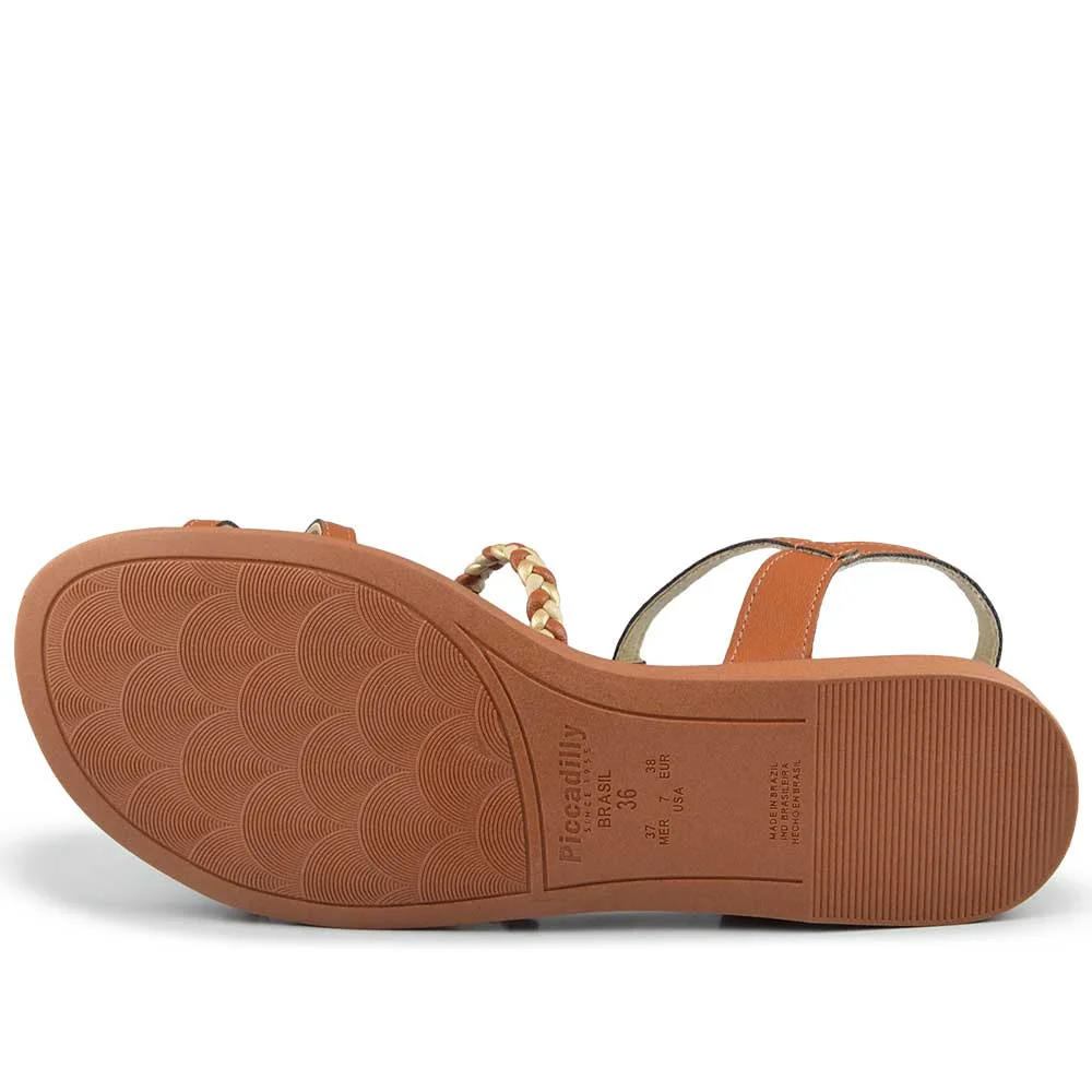 Sandália Rasteira Piccadilly Feminino 513040 Ocre 5