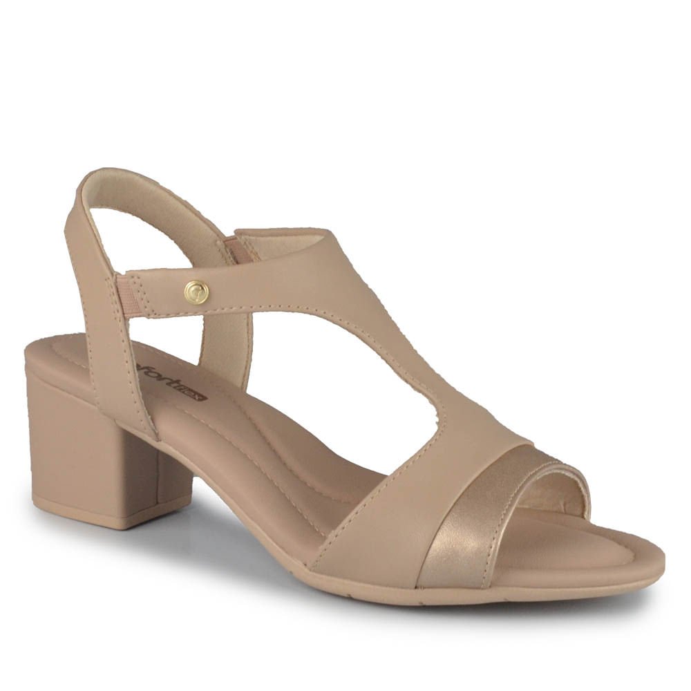 Sandália Salto Baixo Comfortflex Feminina 2557406 Bege 2