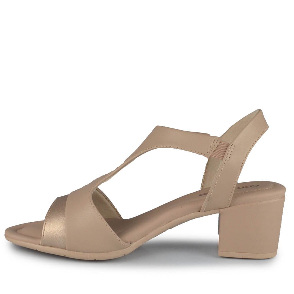 Sandália Salto Baixo Comfortflex Feminina 2557406 Bege 3