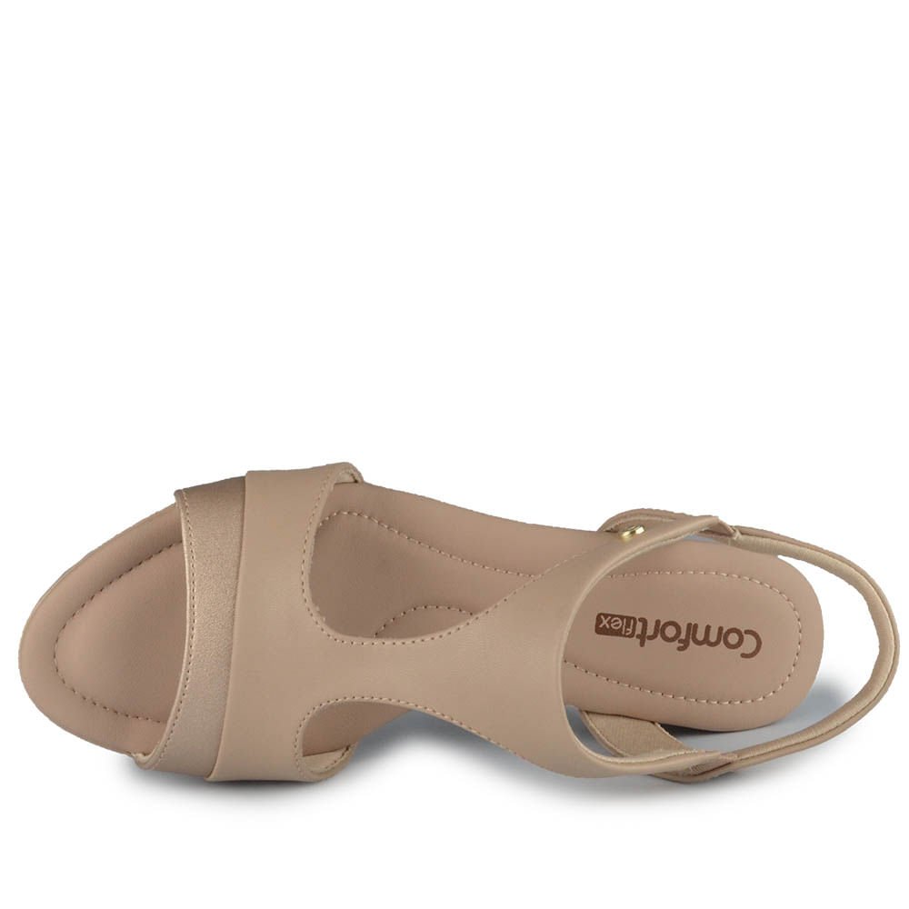 Sandália Salto Baixo Comfortflex Feminina 2557406 Bege 4