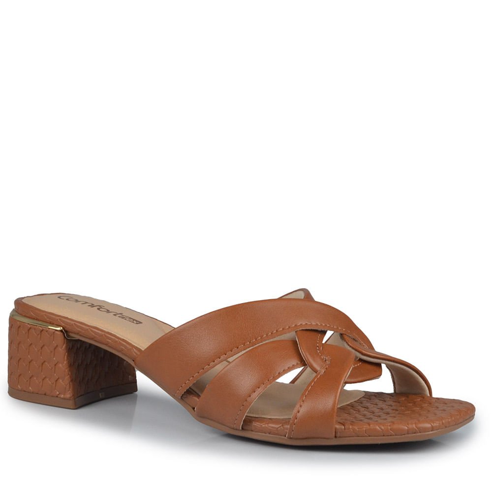 Tamanco Salto Médio Comfortflex 2554401 Marrom 2