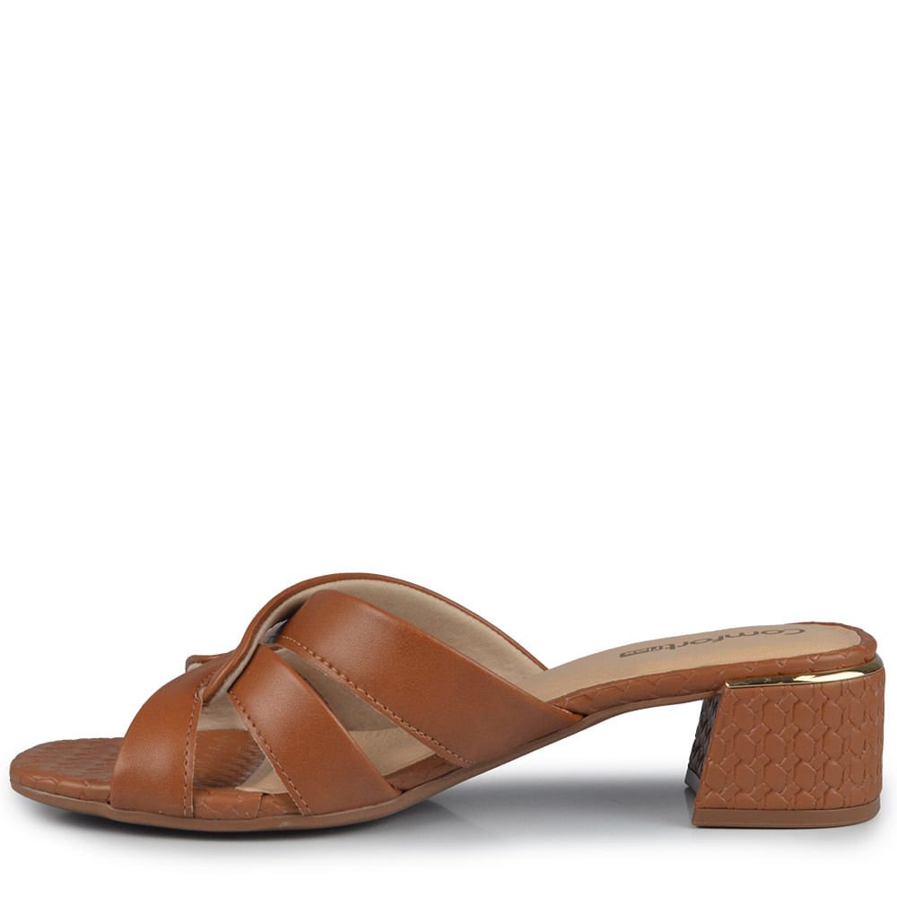 Tamanco Salto Médio Comfortflex 2554401 Marrom 3