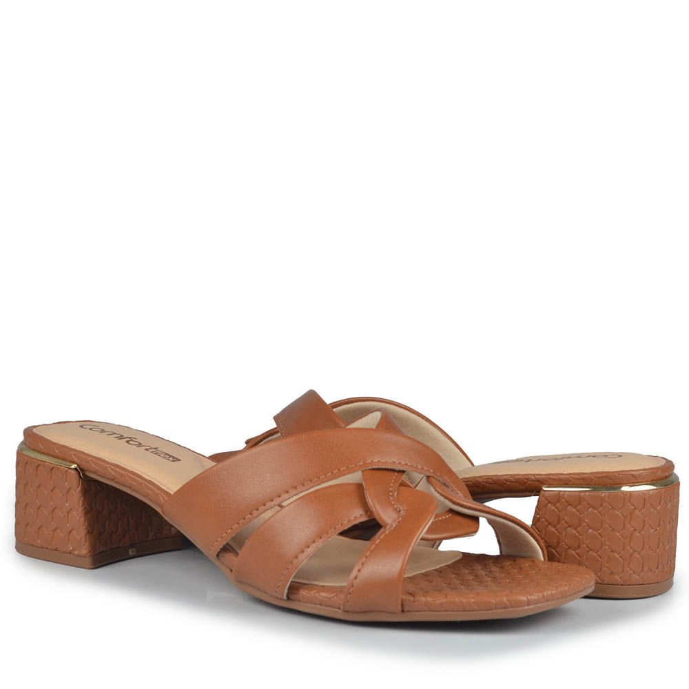 Tamanco Salto Médio Comfortflex 2554401 Marrom 6