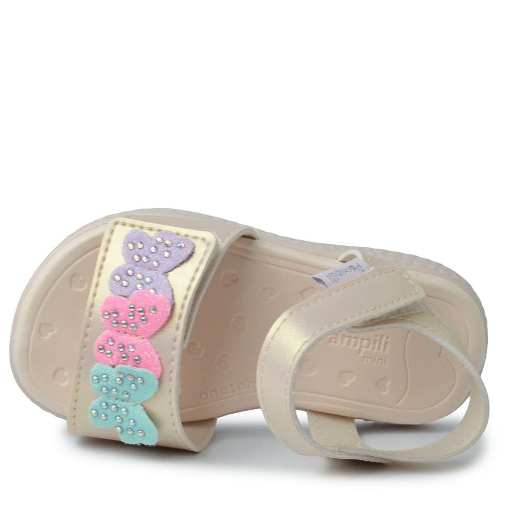 Sandália Papete Pampili Infantil Feminina 763.008 Creme 4