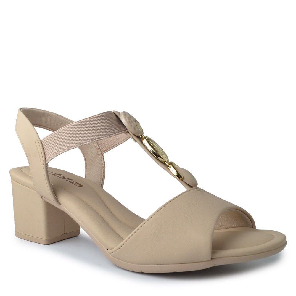 Sandália Comfortflex Salto Bloco Feminino 2557403 Off White 2