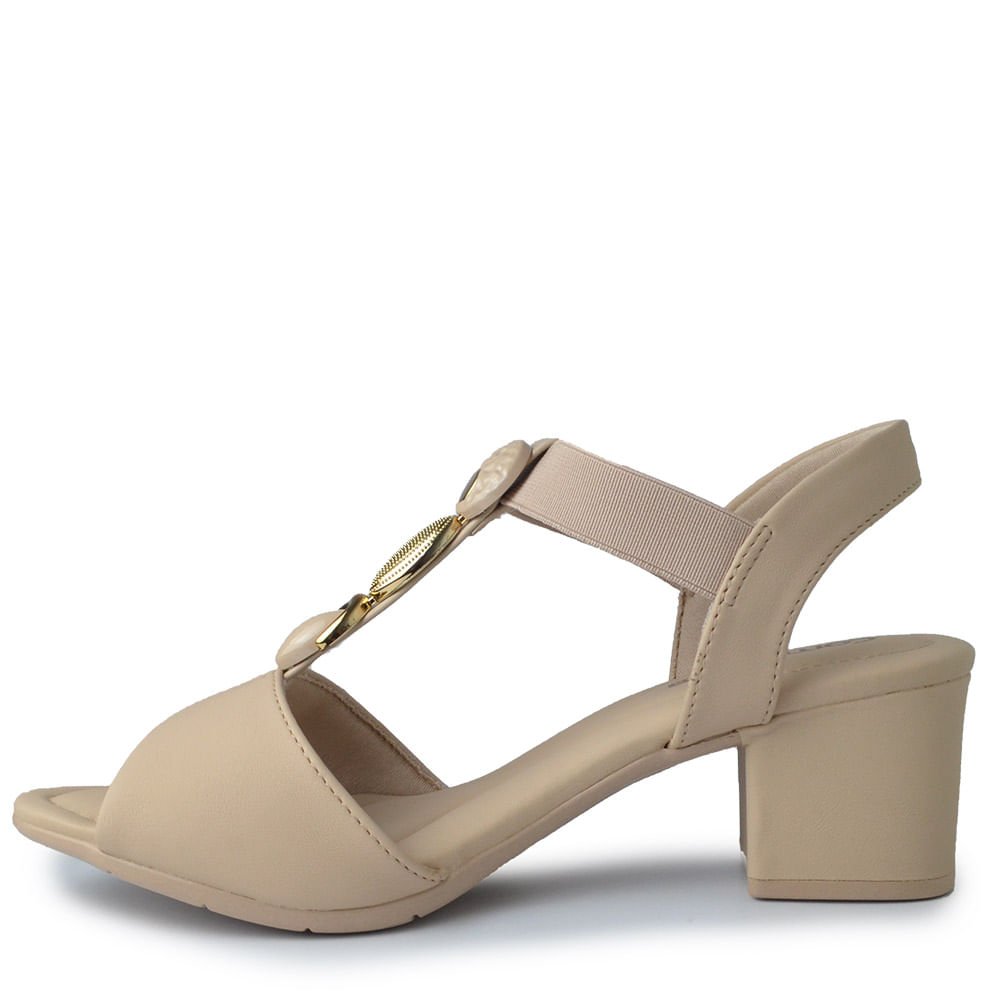 Sandália Comfortflex Salto Bloco Feminino 2557403 Off White 3