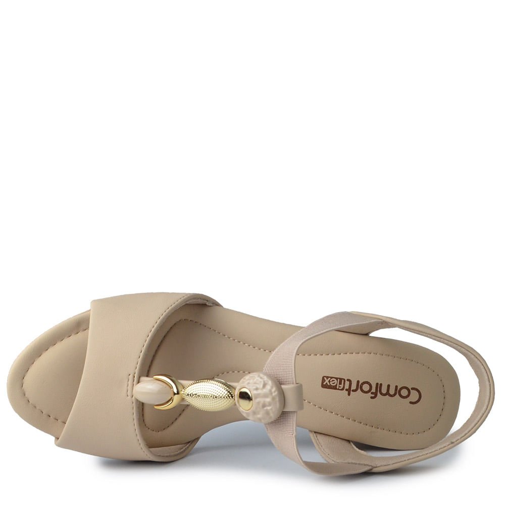 Sandália Comfortflex Salto Bloco Feminino 2557403 Off White 4