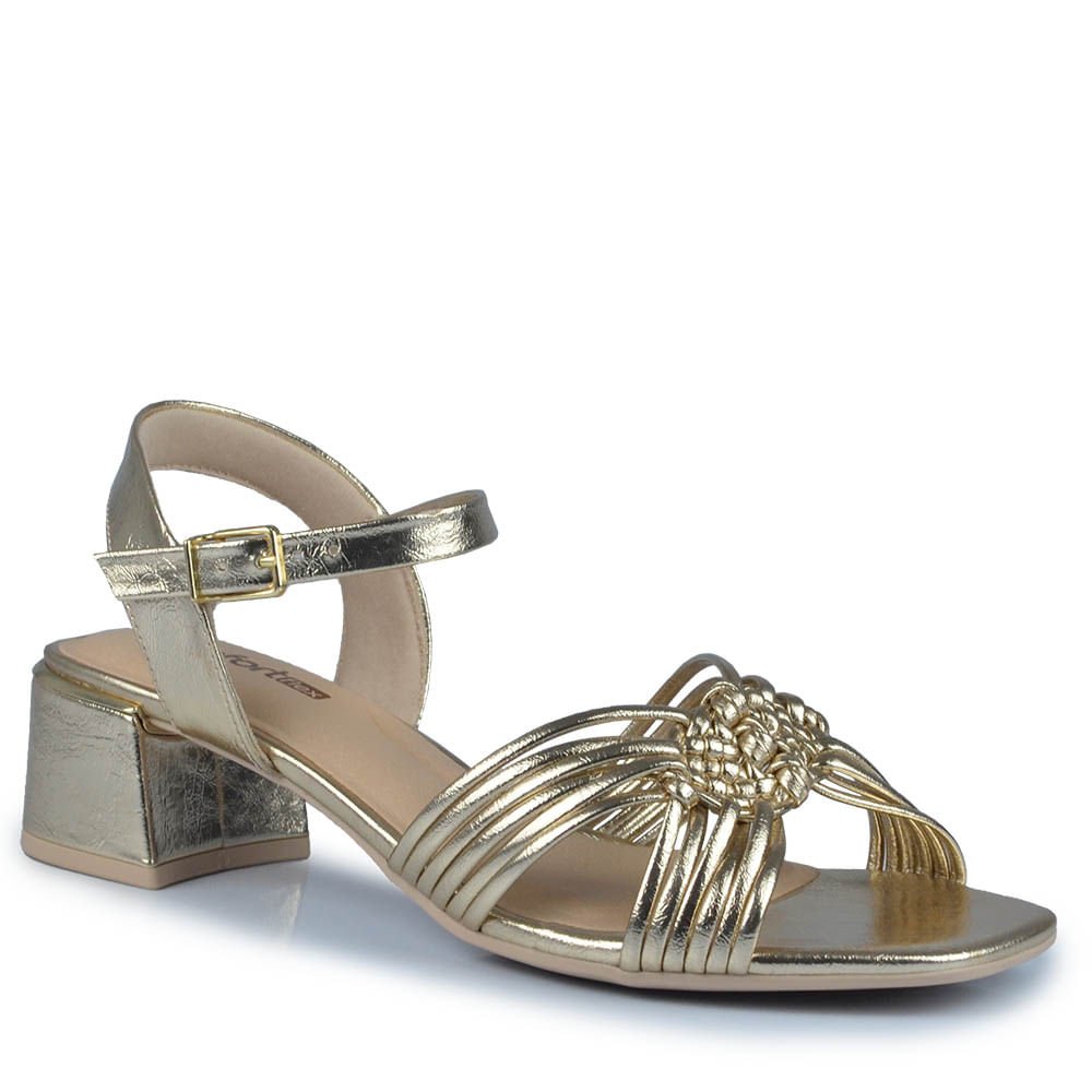 Sandália Salto Baixo Comfortflex Feminina  2554404 Dourado 2