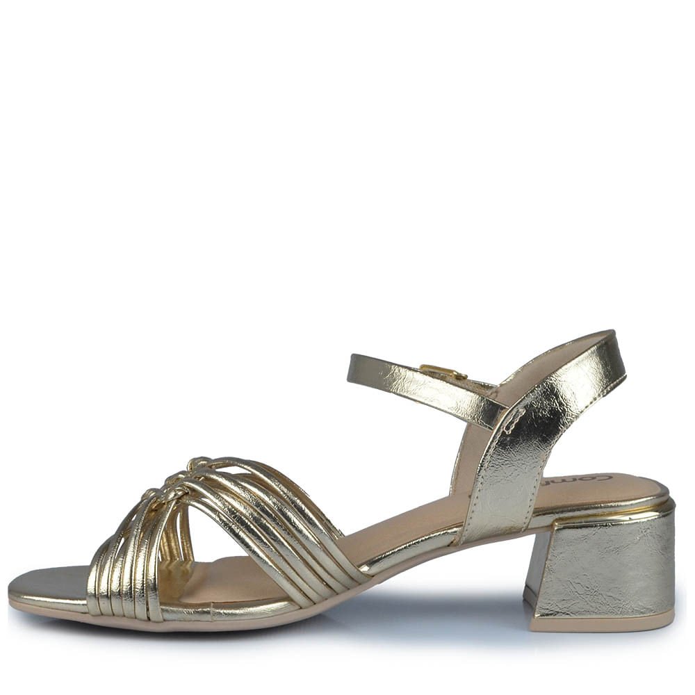 Sandália Salto Baixo Comfortflex Feminina  2554404 Dourado 3