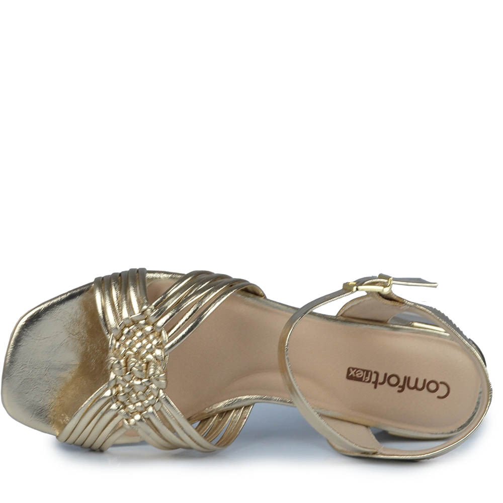 Sandália Salto Baixo Comfortflex Feminina  2554404 Dourado 4