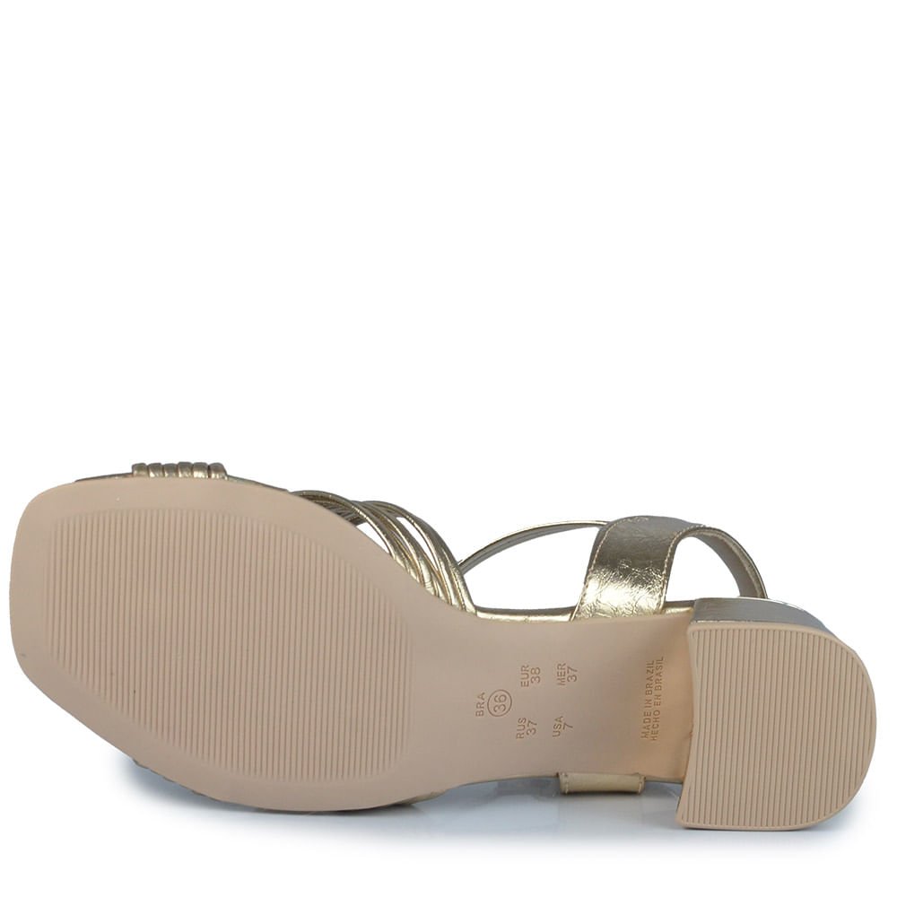 Sandália Salto Baixo Comfortflex Feminina  2554404 Dourado 5