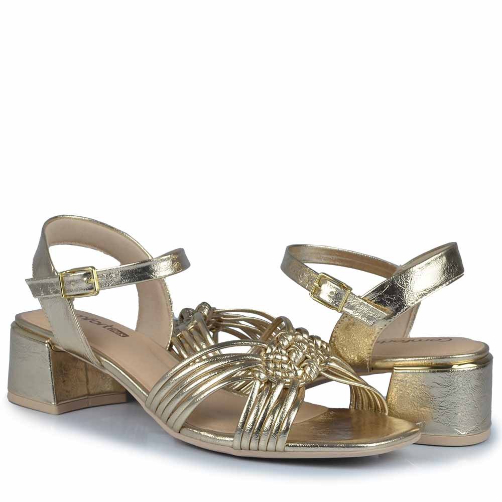 Sandália Salto Baixo Comfortflex Feminina  2554404 Dourado 6